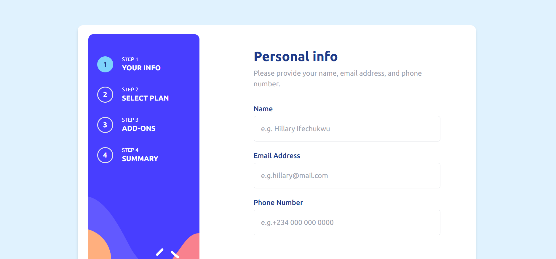 multipage signup